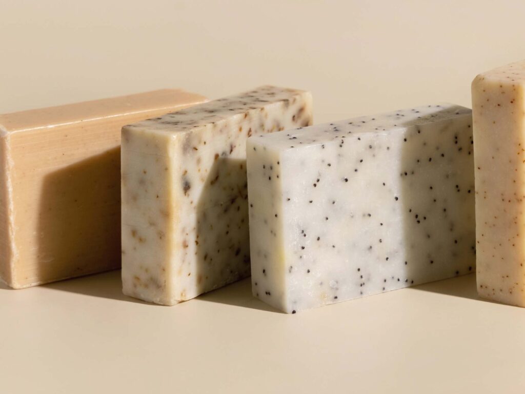 Bar soap containing cottonseed hulls